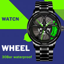 Load image into Gallery viewer, Car Rim Watch-Waterproof Stainless Steel Japanese Quartz Wrist Watch Sports Men’s Watches(Green)