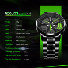Load image into Gallery viewer, Car Rim Watch-Waterproof Stainless Steel Japanese Quartz Wrist Watch Sports Men’s Watches(Green)