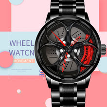 Load image into Gallery viewer, Car Rim Watch-Waterproof Stainless Steel Japanese Quartz Wrist Watch Sports Men’s Watches(Red)