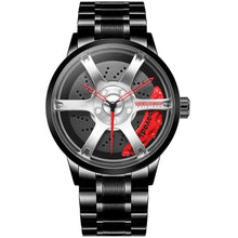 Load image into Gallery viewer, Car Rim Watch-Waterproof Stainless Steel Japanese Quartz Wrist Watch Sports Men’s Watches (Silver)