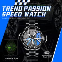 Load image into Gallery viewer, Spinning Car Watch with Stainless Steel Band Waterproof Japanese Quartz Wrist Watch
