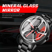 Load image into Gallery viewer, Spinning Car Watch with Stainless Steel Band Waterproof Japanese Quartz Wrist Watch
