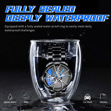 Load image into Gallery viewer, Spinning Car Watch with Stainless Steel Band Waterproof Japanese Quartz Wrist Watch
