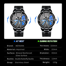 Load image into Gallery viewer, Spinning Car Watch with Stainless Steel Band Waterproof Japanese Quartz Wrist Watch
