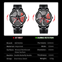 Load image into Gallery viewer, Spinning Car Watch with Stainless Steel Band Waterproof Japanese Quartz Wrist Watch
