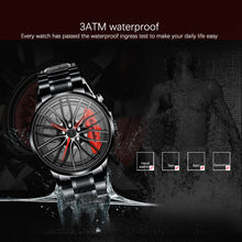 Load image into Gallery viewer, Spinning Car Watch with Stainless Steel Band Waterproof Japanese Quartz Wrist Watch
