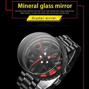 Car Rim Watch-Waterproof Stainless Steel Japanese Quartz Wrist Watch