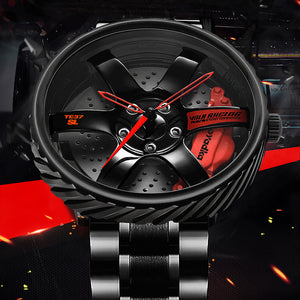 Car Wheel Hub Watch-Waterproof Stainless Steel Japanese Quartz Wrist Watch for men