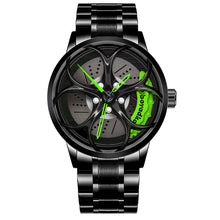 Load image into Gallery viewer, Car Rim Watch-Waterproof Stainless Steel Japanese Quartz Wrist Watch Sports Men’s Watches(Green)
