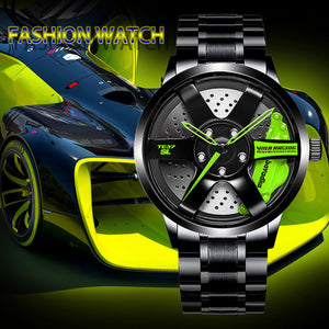 Car Wheel Watch-Waterproof Stainless Steel Japanese Quartz Wrist Watch Sports Men’s Watches