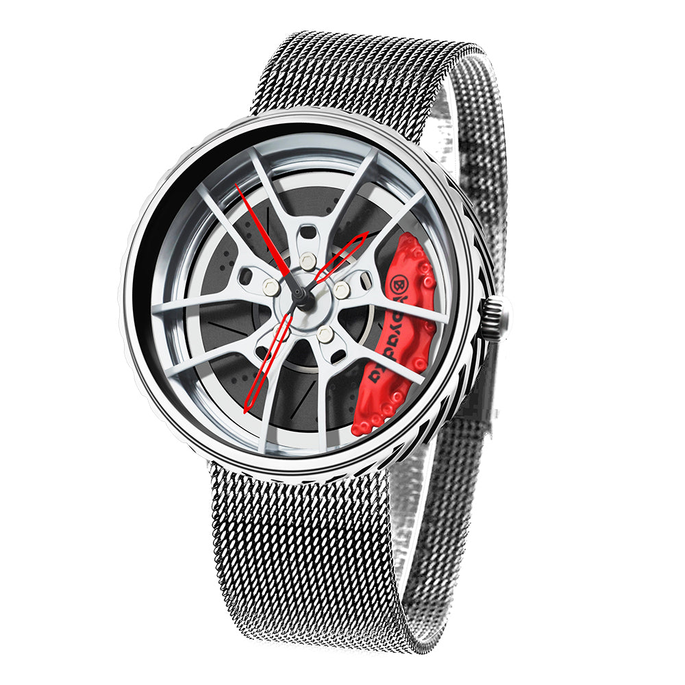 Car Wheel Watch-Waterproof Stainless Steel Japanese Quartz Wrist Watch