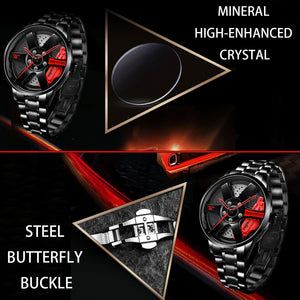 Car Wheel Watch-Waterproof Stainless Steel Japanese Quartz Wrist Watch Sports Men’s Watches