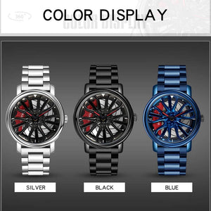 Car Wheel Watch Men Fashion Quartz Watch with Stainless Steel Strap