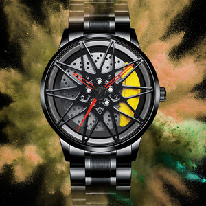 Car Wheel Watch-Waterproof Stainless Steel Japanese Quartz Wrist Watch Sports Men’s Watches