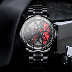 Car Wheel Watch-Waterproof Stainless Steel Japanese Quartz Wrist Watch Sports Men’s Watches