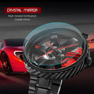 Car Wheel Hub Watch-Waterproof Stainless Steel Japanese Quartz Wrist Watch for men