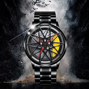 Car Wheel Watch-Waterproof Stainless Steel Japanese Quartz Wrist Watch Sports Men’s Watches