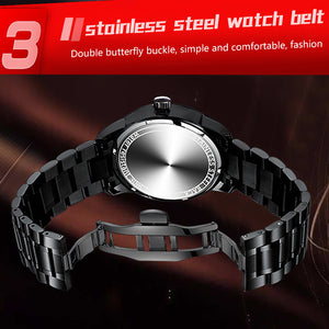 Car Wheel Watch-Waterproof Stainless Steel Japanese Quartz Wrist Watch (Silver)