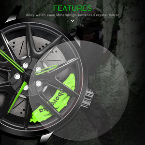 Car Wheel Watch-Waterproof Stainless Steel Japanese Quartz Wrist Watch