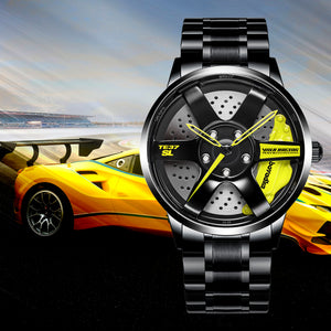 Car Wheel Watch-Waterproof Stainless Steel Japanese Quartz Wrist Watch Sports Men’s Watches