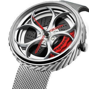 Car Wheel Watch-Waterproof Stainless Steel Japanese Quartz Wrist Watch Sports Men’s Watches