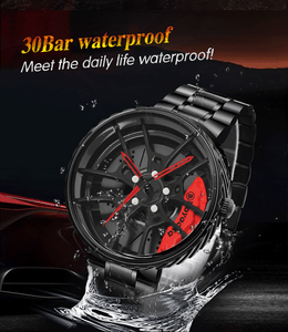 Car Wheel Watch-Waterproof Stainless Steel Japanese Quartz Wrist Watch