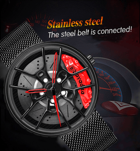 Car Wheel Watch-Waterproof Stainless Steel Japanese Quartz Wrist Watch