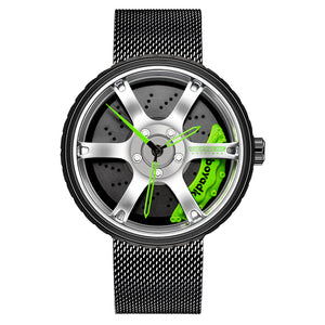 Car Wheel Watch-Waterproof Stainless Steel Japanese Quartz Wrist Watch-Wheel Design