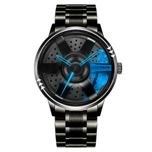 Load image into Gallery viewer, Spinning Car Watch with Stainless Steel Band  Waterproof Japanese Quartz Wrist Watch
