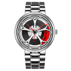 Car Wheel Watch-Waterproof Stainless Steel Japanese Quartz Wrist Watch Sports Men’s Watches